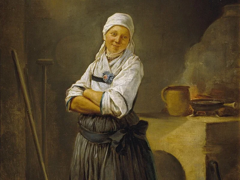 1715-Charles François Hutin - Una contadina sassone nella sua cucina